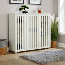 Home Source Halden 3 Door White Shoe Cabinet Hallway Storage Organiser Unit