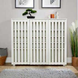Home Source Halden 3 Door White Shoe Cabinet Hallway Storage Organiser Unit - thumbnail 7