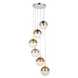 Luminosa Lighting Luminosa Paloma Plate Pendant Ceiling Lamp, Chrome Plate With Chrome, Copper, Gold, Glass