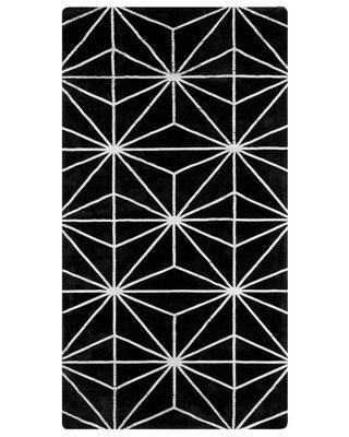 Beliani Black Silver Geometric Rug 80 X 150 Cm Handwoven Viscose-Cotton Low Pile - image 1