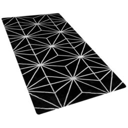 Beliani Black Silver Geometric Rug 80 X 150 Cm Handwoven Viscose-Cotton Low Pile - thumbnail 3