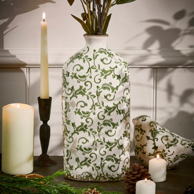 Dibor Vintage Luxury Irina Green Botanical Bottle Flower Vase H31 X W14Cm - image 1