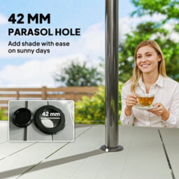 Outsunny 7 Pieces Patio Dining Set With Umbrella Hole For Garden, Light Grey - thumbnail 7