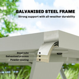 Outsunny 7 Pieces Patio Dining Set With Umbrella Hole For Garden, Light Grey - thumbnail 6