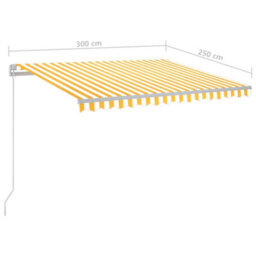 Berkfield Manual Retractable Awning With Led 300X250 Cm Yellow And White - thumbnail 7