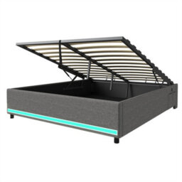 Abrihome 5Ft King Hydraulic Storage Bed, No Headboard Linen Bed Frame With App Control Led Lights, Side Charging Station, Side Pockets - thumbnail 8
