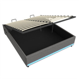 Abrihome 5Ft King Hydraulic Storage Bed, No Headboard Linen Bed Frame With App Control Led Lights, Side Charging Station, Side Pockets - thumbnail 9