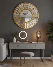 Biznest Large Round Gold Mirror 63Cm Premium Quality Best For Gifts Home Decor Sitting Room Bed Room - thumbnail 2