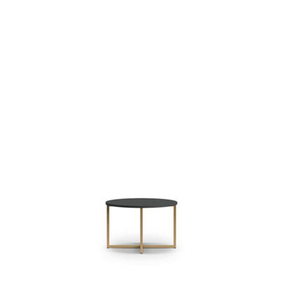 Arte Chic Pula Coffee Table 60Cm - Modern Black Portland Ash With Gold Accents - W600mm X H390mm X D600mm - image 1