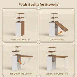 Foldable Computer Desk, Home Office Desk For Small Spaces, Natural - thumbnail 3