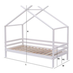SlumberWorx Teddy Kids Childrens Wooden House Treehouse Single Bed Frame (Grey) - thumbnail 8