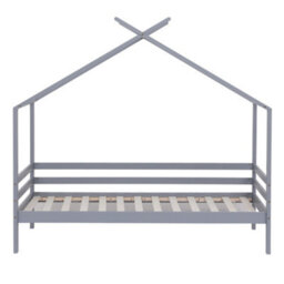 SlumberWorx Teddy Kids Childrens Wooden House Treehouse Single Bed Frame (Grey) - thumbnail 4