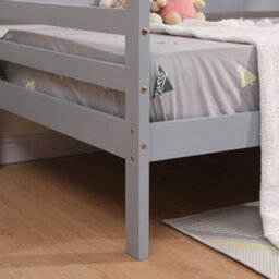 SlumberWorx Teddy Kids Childrens Wooden House Treehouse Single Bed Frame (Grey) - thumbnail 7