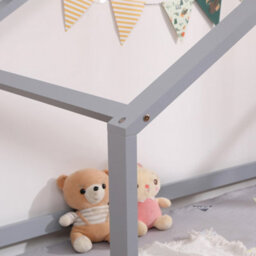 SlumberWorx Teddy Kids Childrens Wooden House Treehouse Single Bed Frame (Grey) - thumbnail 6