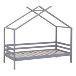 SlumberWorx Teddy Kids Childrens Wooden House Treehouse Single Bed Frame (Grey) - thumbnail 3
