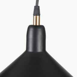 Pacific Lifestyle Canton Matt Black And Brass Metal Cone Pendant - thumbnail 6