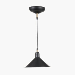 Pacific Lifestyle Canton Matt Black And Brass Metal Cone Pendant - thumbnail 3