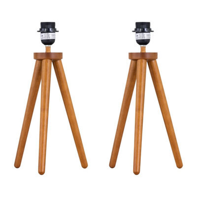First Choice Lighting Set Of 2 Voyage - Dark Oak Wooden Tripod Lamp Bases - image 1