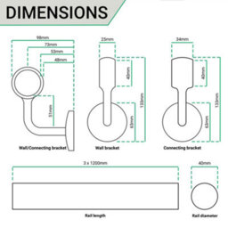 Afit 3.6M White Handrail Kit Easy Fit. Includes Rails, Brackets, Ends, Screws. Premium Finish For Fast, No Fuss Install - thumbnail 4
