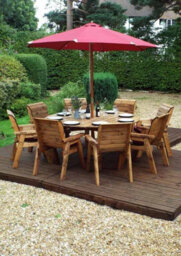 Charles Taylor Trading Eight Seater Circular Table Set With Cushions - W350 X D350 X H98 - Fully Assembled - Burgundy - thumbnail 5