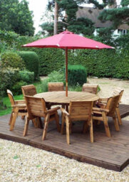 Charles Taylor Trading Eight Seater Circular Table Set With Cushions - W350 X D350 X H98 - Fully Assembled - Burgundy - thumbnail 2