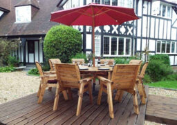Charles Taylor Trading Eight Seater Circular Table Set With Cushions - W350 X D350 X H98 - Fully Assembled - Burgundy - thumbnail 3