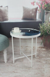 Aspect Furniture Alario Mirror Top Round Side/end Table/lamp Table-White - thumbnail 2