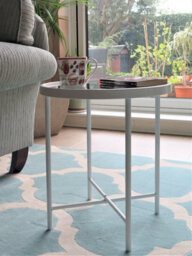 Aspect Furniture Alario Mirror Top Round Side/end Table/lamp Table-White