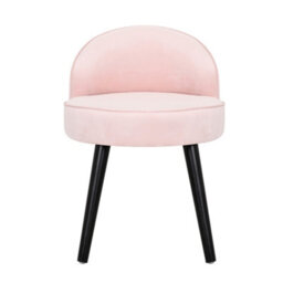 Living And Home Light Pink Velvet Upholstered Dressing Table Stool With Black Rubberwood Legs W 490 X D 490 X H 680 mm - thumbnail 2
