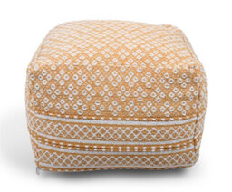 Littens Mustard Gold Spotted Handwoven Chunky Cotton Square Pouffe Seat Bean Bag Footstool 50Cm X 50Cm X 35Cm - thumbnail 3