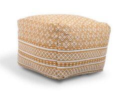 Littens Mustard Gold Spotted Handwoven Chunky Cotton Square Pouffe Seat Bean Bag Footstool 50Cm X 50Cm X 35Cm - thumbnail 2