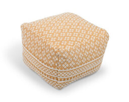 Littens Mustard Gold Spotted Handwoven Chunky Cotton Square Pouffe Seat Bean Bag Footstool 50Cm X 50Cm X 35Cm