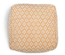 Littens Mustard Gold Spotted Handwoven Chunky Cotton Square Pouffe Seat Bean Bag Footstool 50Cm X 50Cm X 35Cm - thumbnail 5