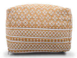 Littens Mustard Gold Spotted Handwoven Chunky Cotton Square Pouffe Seat Bean Bag Footstool 50Cm X 50Cm X 35Cm - thumbnail 4