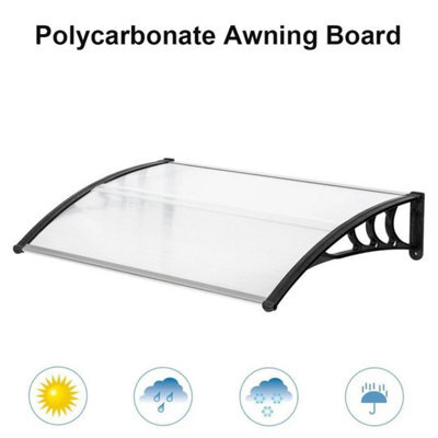 Door Canopy Awning Outdoor Window Rain Shelter Cover For Door Porch 120X80Cm Black - image 1