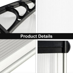 Door Canopy Awning Outdoor Window Rain Shelter Cover For Door Porch 120X80Cm  Black - thumbnail 4