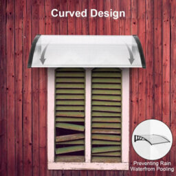 Door Canopy Awning Outdoor Window Rain Shelter Cover For Door Porch 120X80Cm  Black - thumbnail 3