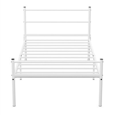 Single Metal Bed Frame Heavy Duty Steel Easy Build 3Ft Black White - image 1