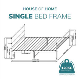 Single Metal Bed Frame Heavy Duty Steel Easy Build 3Ft Black White - thumbnail 3