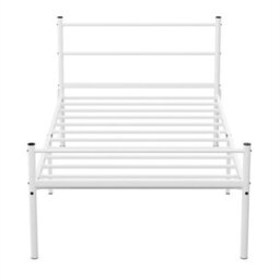 Single Metal Bed Frame Heavy Duty Steel Easy Build 3Ft Black White - thumbnail 1
