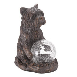 Solar Powered Mystic Dog Garden Ornament - Hand Painted Sculpture With Light Up Led Crackle Glass Ball - H19.5 X W10 X D15.5Cm - thumbnail 5