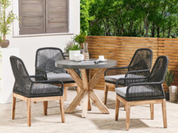 Beliani Garden Dining Set 4 Seater Olbia With Cushions Concrete Black - thumbnail 2