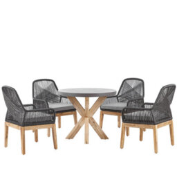 Beliani Garden Dining Set 4 Seater Olbia With Cushions Concrete Black - thumbnail 1