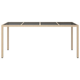 Walplus Garden Table Beige 190X90X75 Cm Tempered Glass And Poly Rattan - thumbnail 3