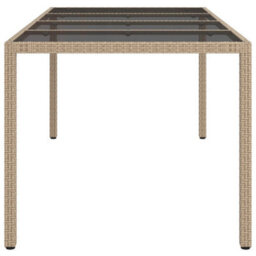 Walplus Garden Table Beige 190X90X75 Cm Tempered Glass And Poly Rattan - thumbnail 4
