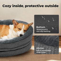 Skylos Orthopedic Plush Dog Bed Soft Washable Pet Bed Grey Cosy Cushion Xxl - thumbnail 7