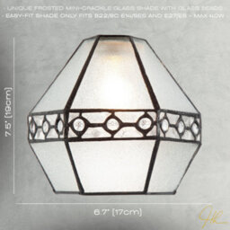 Happy Homewares Industrial Style Pendant Light Shade With Frosted Glass And Clear Gems - thumbnail 7