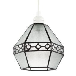 Happy Homewares Industrial Style Pendant Light Shade With Frosted Glass And Clear Gems - thumbnail 2