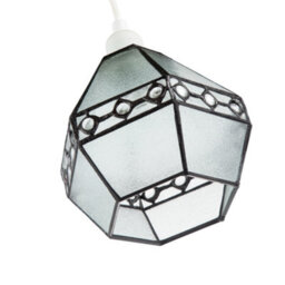 Happy Homewares Industrial Style Pendant Light Shade With Frosted Glass And Clear Gems - thumbnail 4