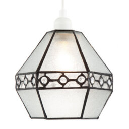 Happy Homewares Industrial Style Pendant Light Shade With Frosted Glass And Clear Gems - thumbnail 5